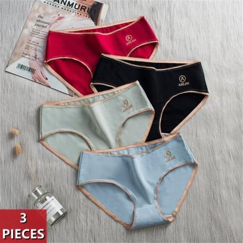 3Pcs/Set Letter Printed Cotton Womens Underwear Comfortable Seamless Panties Sexy Mid-Rise Lingerie Female Breathable Briefs