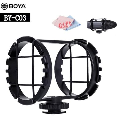 Microphone Shock Mount BOYA BY-C03 Shoe Shockmount for micorpohone 1" to 2" in Diameter BY-VM300PS BY-V02 Zoom H1 h1n Recorder