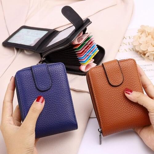 Wallet Women/men 17 Bits Business Card Holder Wallet Case Black/coffee/blue/orange/pink/red PU Leather Ladies Purse Money Bag