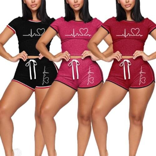 2021 Women Tracksuit Summer T-Shirts And Shorts Sets Casual Outfit Print 2 Piece Set Tracksuit Sweatshirts Sportwear Female Suit