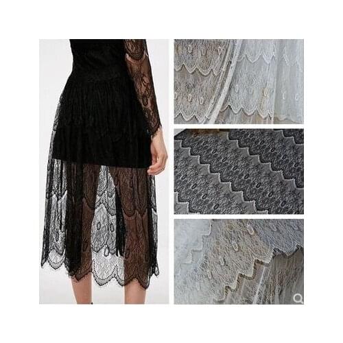 150CM Wide Beautiful Soft Texture Eeyelash Lace Fabric Wedding veil Stitching Home Curtain Decoration Accessories