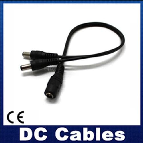 2PCS/LOT DC Power Jack Splitter Adapter Connector Cable 1 DC Female To 2 Male plug For CCTV Camera LED Strip Light