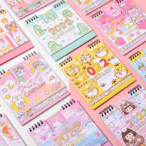 2022 Cute Unicorn Rabbit Desktop Calendar Cartoon Girl Mini Calendars Daily Schedule Table Planner 2021.8~2022.12