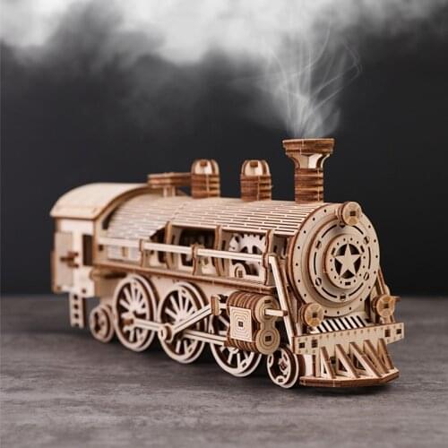 Diy Assembly Train Model 3D Wooden Puzzle Model Building Kits For Adults Mechanical Model Block Toys For Children Birthday Gifts