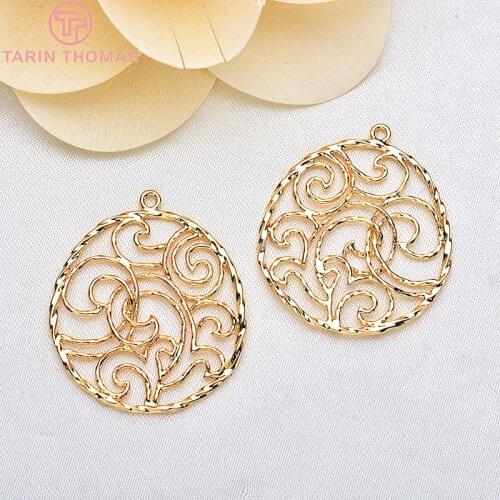 4PCS 28MM 24K Champagne Gold Color Plated Brass Round Circle cloud Charms Pendants High Quality Diy Jewelry Accessories