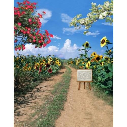 5x7ft Flowers Blue Sky Photography Backdrops Photo Props Studio Background