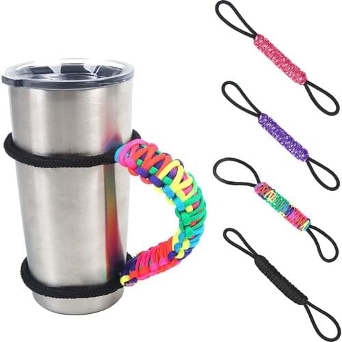 Behokic Adjustable Paracord Water Bottle Cup Tumbler Handle Bottle Ring Rope Carrier Survival Strap for 30oz Yeti Ozark Tumbler