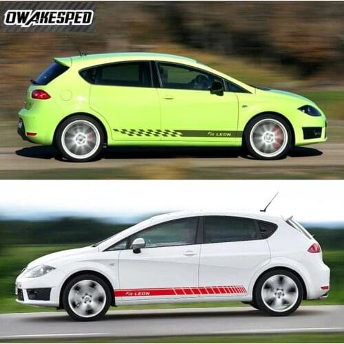 For-Seat Leon FR TGI ST SC TSI Cupra Car Door Skirt Stickers Sport Styling Body Decor Vinyl Decal Both Side Racing Stripes