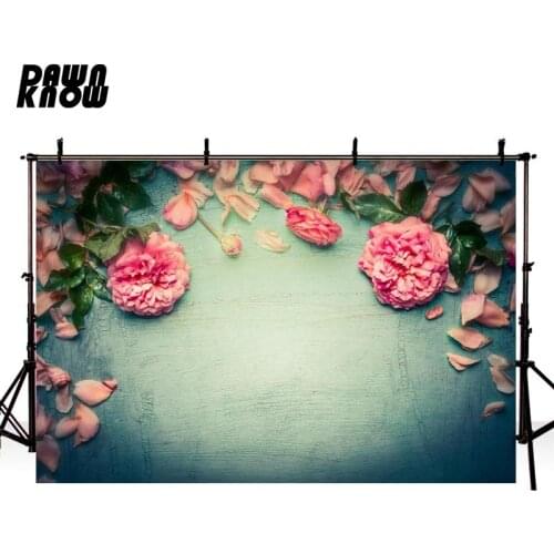 DAWNKNOW Wood Floor Colorful Flower Photography Background Newborn Celebrate Photo Shoot Backdrops Children Photocall lv2713