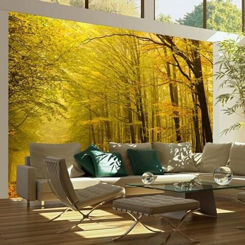 Wall mural-Road in Forest autumn