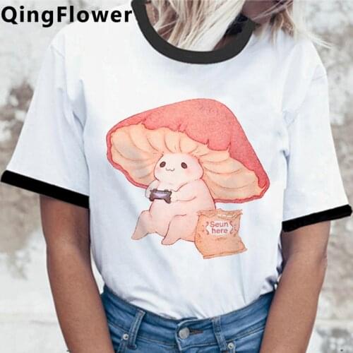 Mushroom Kawaii Ulzzang Tumblr Grunge Graphic Women T Shirt 90s Harajuku Casual Top Female Tshirt Summer Cute Cartoon Ladies Tee