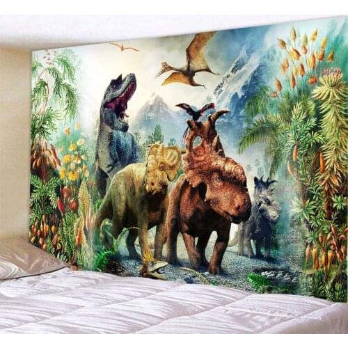 Dinosaur tapestry virgin forest animal wall hanging bohemian psychedelic wall decoration beach towel polyester yoga blanket