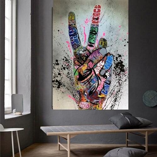 Graffiti Victory Picture Wall Art Poster And Print Cartoon Canvas Painting For Living Room Home Decoration No Frame