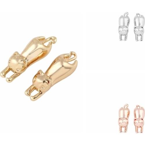 Jisensp 10pcs Fashion Women Earrings Cute Small Cat Stud Earrings Animal Statement Cat Earrings for Girls Party Gifts e094