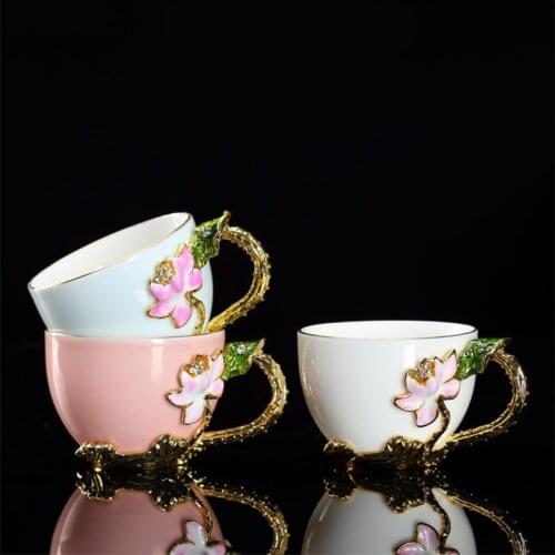 Ceramic Gold-Inlaid Jade Color Enamel Kung Fu Small Teacup Creative Coffee Mug Anti-Scalding Heat Insulation Tea Cup with Handle