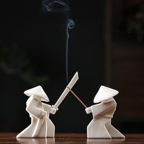 Chinese ceramic samurai incense stick holder incense burner tea ceremony ornaments home furnishings office teahouse friends gift