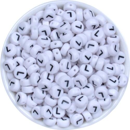 L Single Letter Round White Acrylic RAlphabet Digital Letters Beads for Jewelry Making Bracelet Necklace Diy