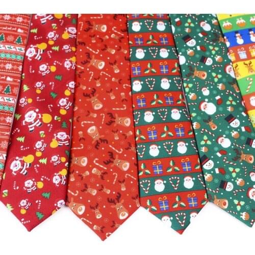 Linbaiway 8cm Christmas Ties for Mens Santa Claus Snowflake Necktie Suit Male Red Green Neck Ties for Christmas Gift Custom Logo