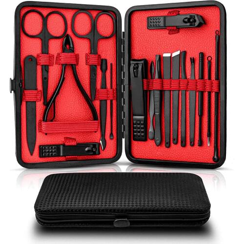18Pcs/Set Manicure Set Nail Cutters Stainless Steel Nail Kit Professional Set 18 In 1 Nail Art Manicure Tools With Case