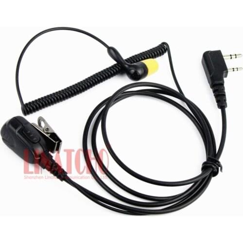 Walkie talkie earphone yellow soft earplug with mic PTT button universal K-Type