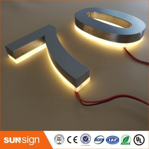 H 15cm cheap backlit brushed stainless steel letter led sign