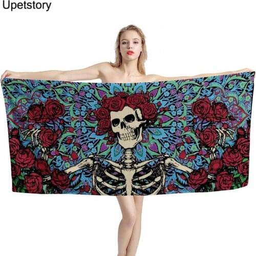 New Absorbent Floral Sugar Skull Bath Towel for Adult Soft Microfiber Beach Towel Drying Washcloth Swimwear Shower Blanket