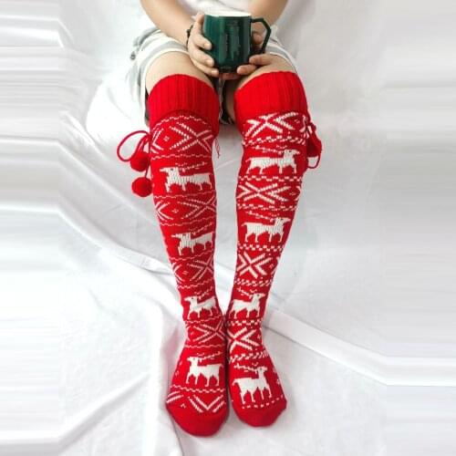 New Christmas Womens Long Knitted Stockings For Girls Ladies Women Winter Cotton Knit Socks Thigh High Over The Knee Socks