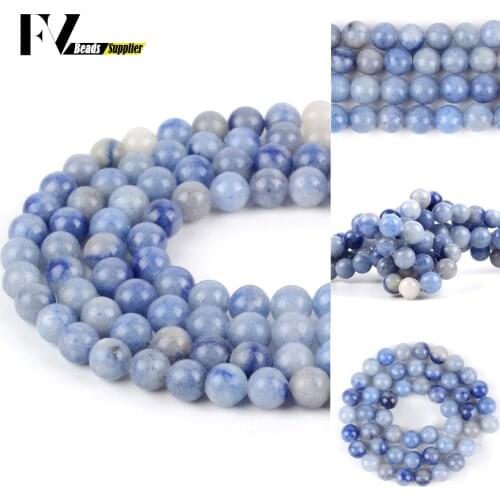 Wholesale 4-12mm Natural Blue Aventurine Loose Spacer Round Stone Beads For Jewelry Making DIY Bracelets Necklace Needlework 15"