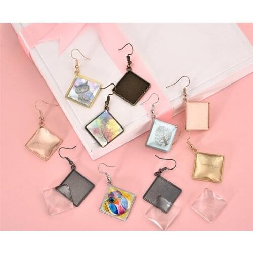 10pcs/set DIY Earrings Hooks Handmade Earrings Cabochon Base Settings Blank Tray For Jewelry Making Accessories