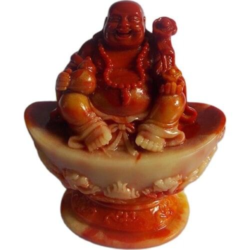 Shoushan Stone Buddha Stone Carving Home Furnishing Lucky Hannaford Gold Ornaments Business Gifts Home Feng Shui