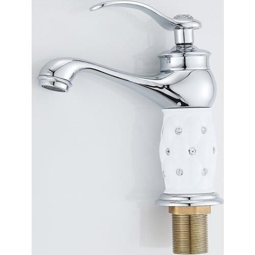 Bathroom Sink Faucet Gold Basin Single handle Faucets Diamond Water Mixer Crane Hot Cold Chrome Bath Brass Mixer Tap