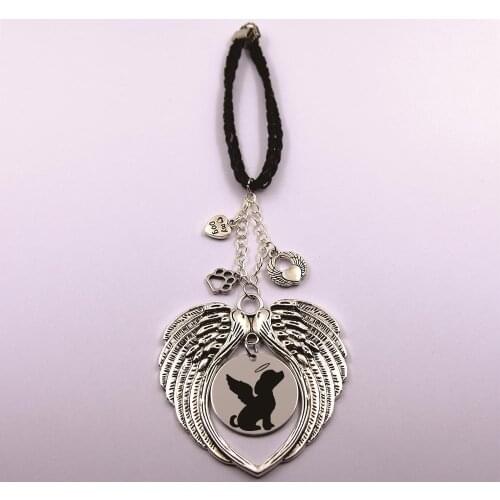 Dog angel in my heart leather chain rearview mirror Christmas tree pet loss pet owner dog lover