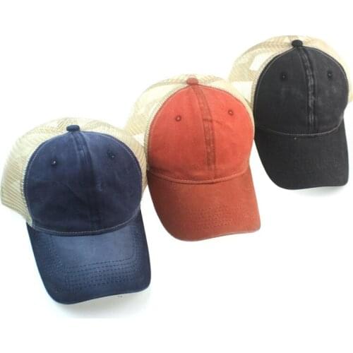 Vintage Tongue Cap Sport Solid Label Outdoor Sports Leisure Hat Solid Sun Hat Cotton Washed Net Baseball Cap