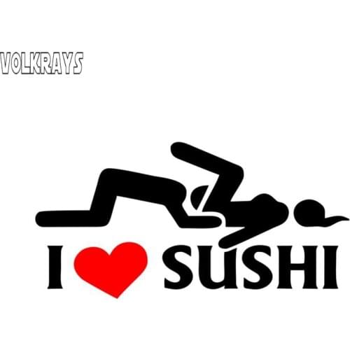 Volkrays Personality Car Sticker I Love Sushi Funny Sticker Waterproof Sunscreen Creative Decal Auto Accessories Vinyl,12cm*6cm