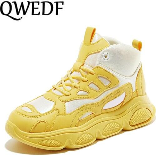 2019 women sneakers Fashion Whiter Platform Ladies Chunky Causal Shoes Woman Leather Sneakers Shoes Chaussure Femme X10-88