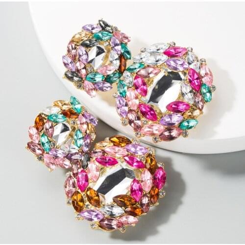 Wedding Crystal Shiny Crystal Earring Geometric Women Earrings Contracted Luxury Fashion Large Multicolor Drop Earrings Jewelry