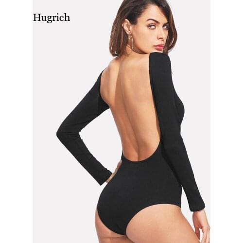 Backless Long Sleeve Autumn Bodysuit Women 2021 Bandage Fitness Slim Black Jumpsuits Bodysuits Sexy Hot Bodycon Overalls Clothes