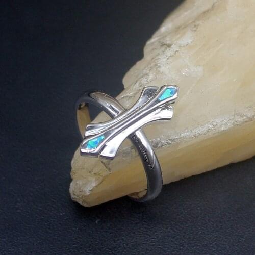 Hermosa Rare Stylish Fire Blue Opal Genuine 925 Silver Band Ring Wedding Engagement Gifts for Women Size 8# 20214282