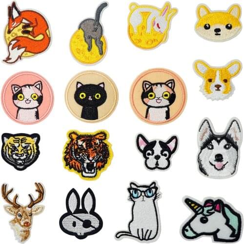 Animal Kitty Puppy Iron On Woven Embroidery Knitwear Needlework Patch for Clothes Pants Shoes Backpacks Tailor Embellishment