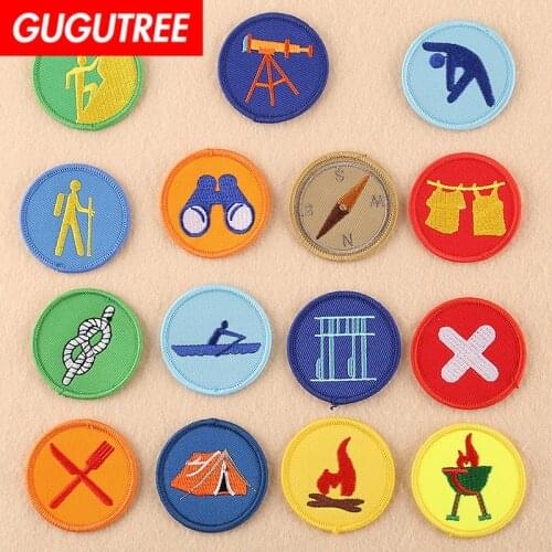 GUGUTREE embroidery boy scouts patch animal cartoon patches badges applique patches for clothing DK-21