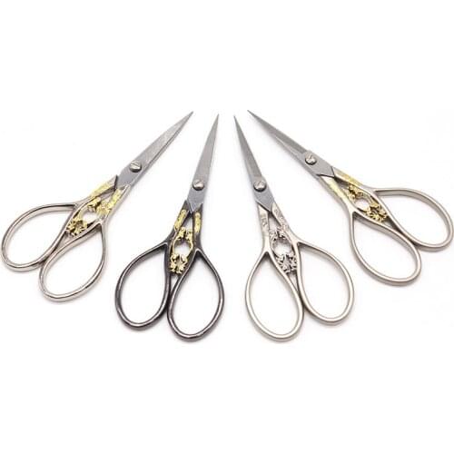 1PC European Vintage Stainless Steel Floral Scissors Sewing Shears DIY Tools Flower Pattern Embroidery Scissors