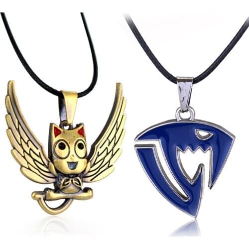 10 Pcs/lot Anime Fairy Tail Keychain Necklace Pendant Toys Metal Habbie Key Ring Necklace Bag Pendant Toy Gift
