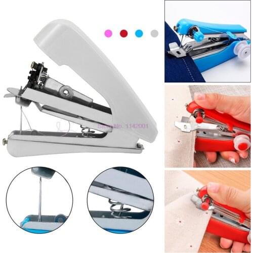 100pcs Mini Hand Sewing Machine DIY Color Random Handy Sewing Tool 11*7*4cm Hand Sewing Machines Hand-Held Clothing Fabrics