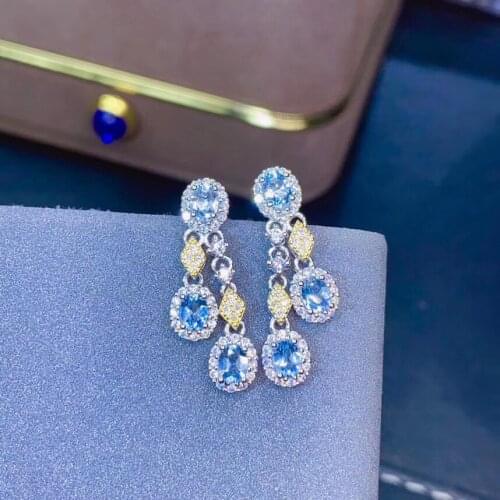 100% Natural and Real Aquamarine Earring Natural And Real 925 sterling silver Aquamarine Earring