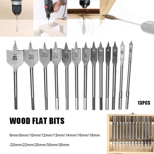 13pcs Wood Drill Bit 154mm Flat Spade Drill Bits Set Hex Shank Bit Metal Woodworking Drill Power Tool Accessory For Hole Punch