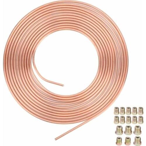 3/16in OD 25ft Copper Nickel Brake Line Tubing Kit Coil and Fitting Perfect Flexibility Brake Cables Car Accessories