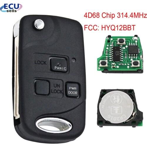 3 Button Folding Flip Remote key Fob 4D68 Chip for Lexus EX330 RX330 2004 2005 2006 2007 -FCC: HYQ12BBT