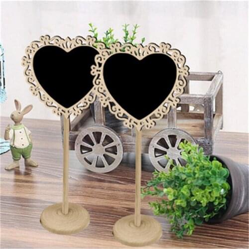 5PCS Mini Wooden Heart Blackboard Chalkboard Stands Message Board Wedding Table Number Decor Heart Shape Hot Sale Garden Decor