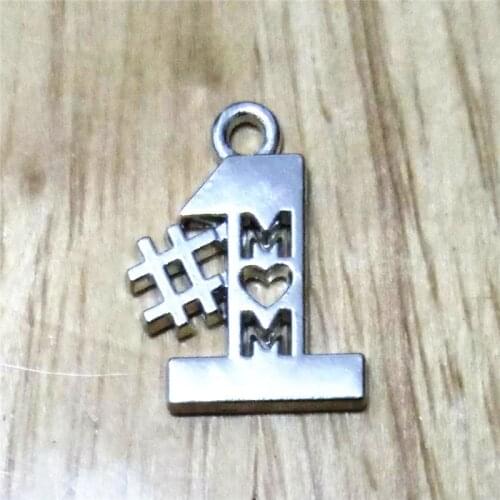 50pcs #1 mom gift Zinc Alloy Rhodium Plating charm