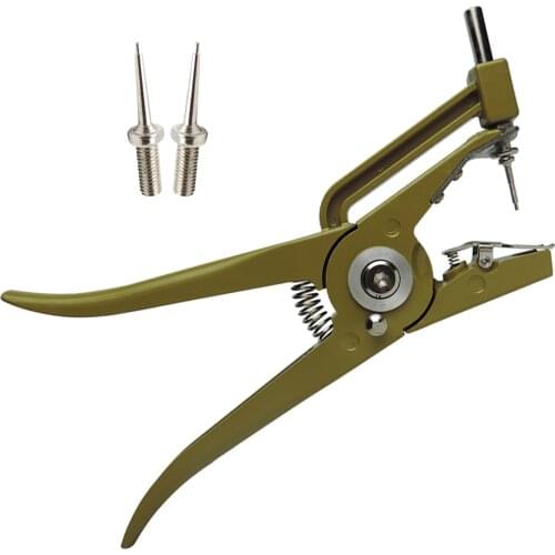 Automatic Rebound Ear Tags Applicator Vertical Hydraulic Ear Tag Pliers Identification Tool for Animal 2pcs Ear Tagger Pins
